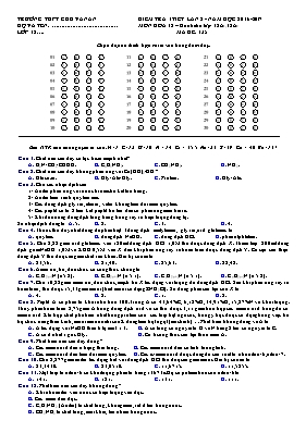 Bộ đề kiểm tra 1 tiết lần 2 môn Hóa học Lớp 12 - Năm học 2016-2017 - Trường THPT Chu Văn An
